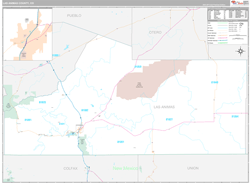 Las Animas County, CO Wall Map Premium Style 2024